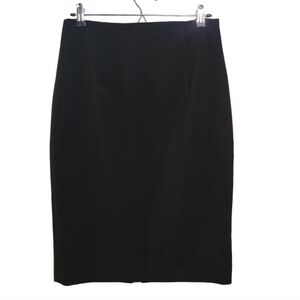 ELLEN TRACY BLACK LINED MIDI PENCIL SKIRT BACK SLIT SIZE 8 EUC